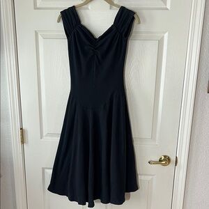 VTG 80s Betsey Johnson Black 100% Cotton Off Shoulder Drop Waist Dress, Sz M